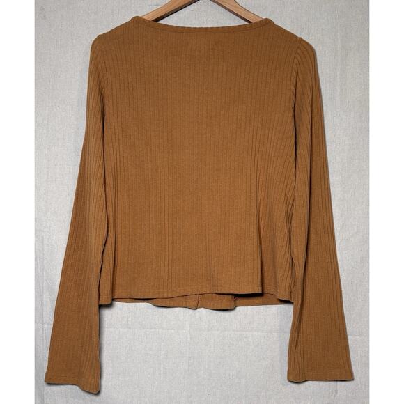 Madewell Women’s Ribbed Cardigan Crop Top Mustard Yellow Button Up Sz XXL - Picture 2 of 4